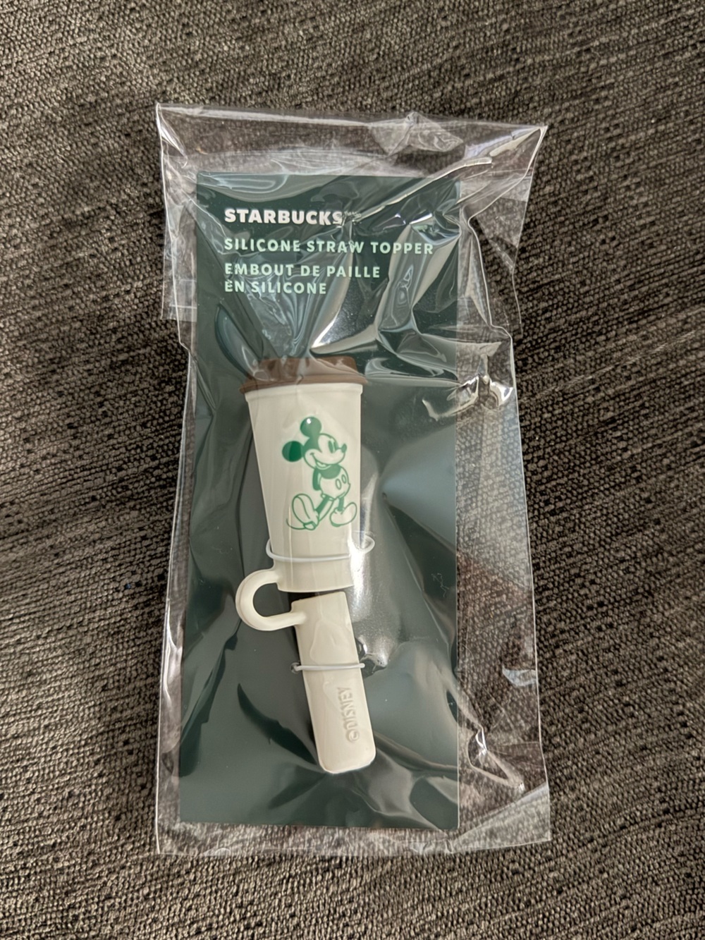 Starbucks White & Green Mickey Silicone Straw Topper